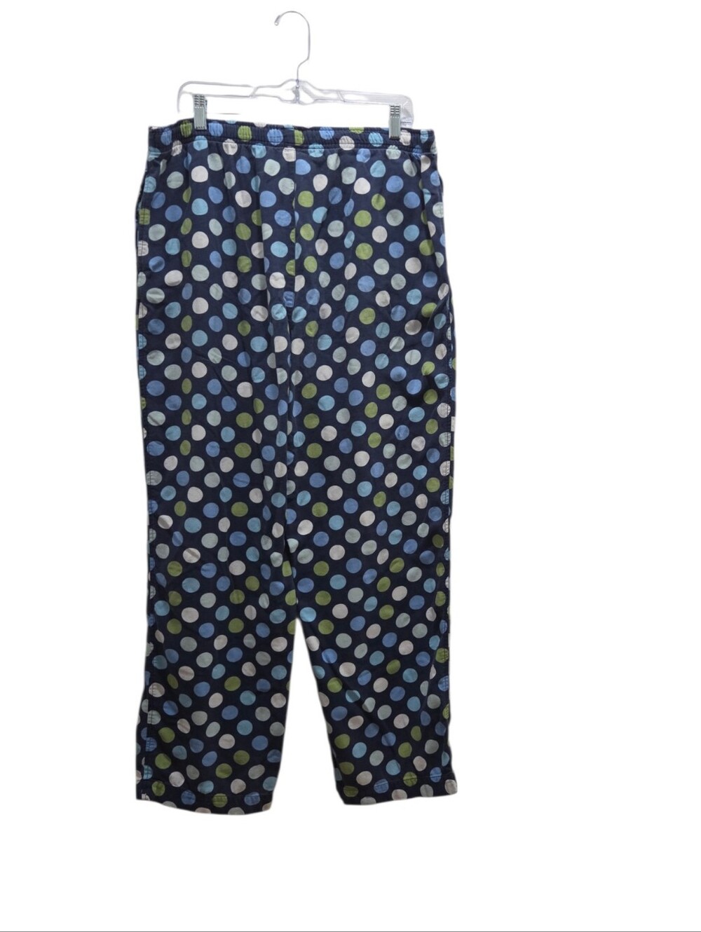 GAP Womens XL Navy Polka Dot Cotton Flannel  Pull On Lounge Pants Pajama Bottoms